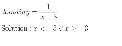 The domain of y= 1/(x+3) is x<-3\lor x>-3